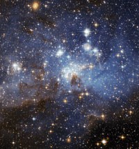 NASA image "Large and small stars in harmonious coexistence".
			Click for original web file.
