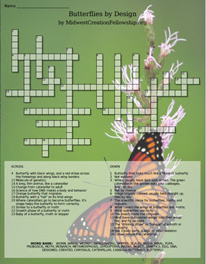 Crossword "Butterflies by Design  - click to download printable PDF