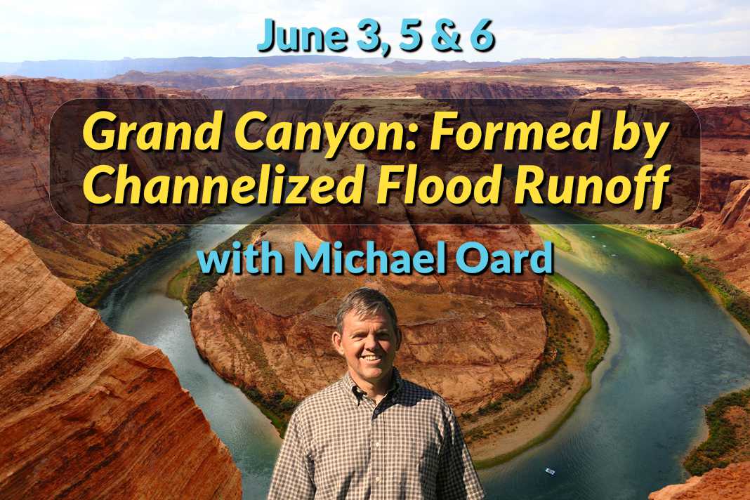 June 3, 5 & 6: "Grand Canyon: Formed by Channelized Flood Runoff", with Mike Oard. Click for speaker's bio.